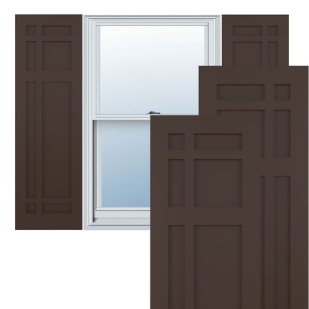 True Fit PVC San Juan Capistrano Mission Style Fixed Mount Shutters, Raisin Brown, 18W X 77H